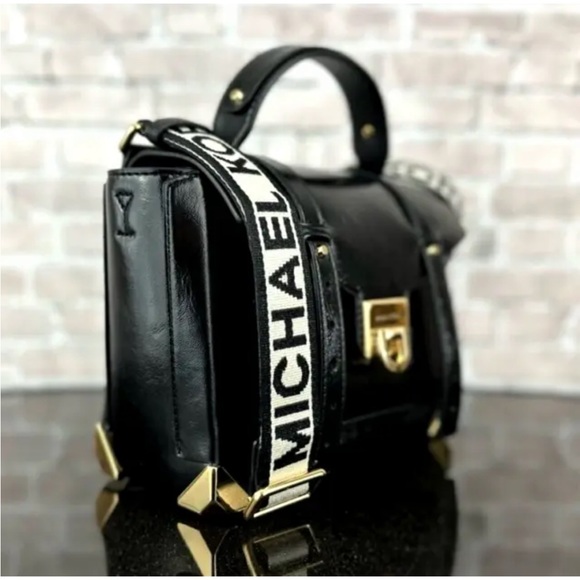 MICHAEL KORS MANHATTAN MEDIUM SATCHEL CROSSBODY SHOULDER BAG $598 Black - Picture 2 of 7